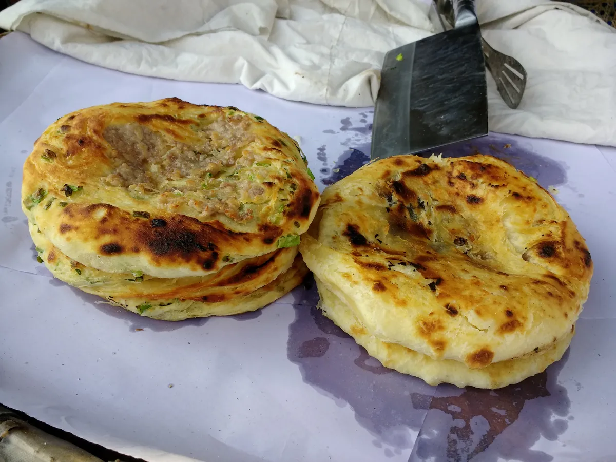 Savory Xizhou baba flatbread sold in Dali